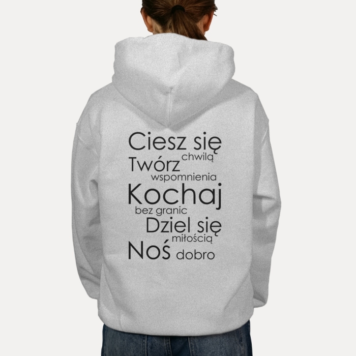 Bluza z przesłaniem oversize z kapturem Ciesz się chwilą