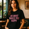 Koszulka z przesłaniem oversize Do what makes you happy nosdobro