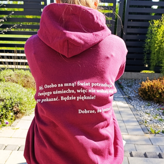 Bluza motywacyjna, dobra zmiana, pozytywna energia, Dobrze, że jesteś!