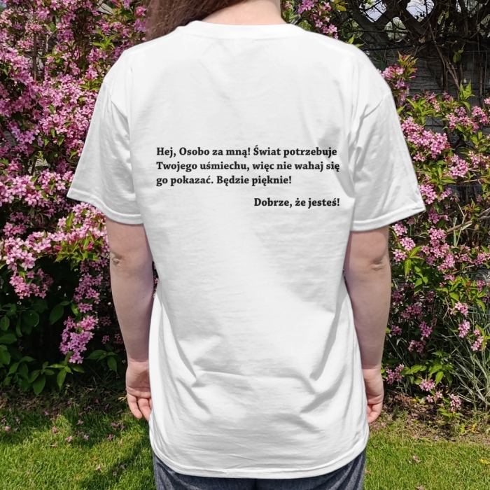 Koszulka oversize Dobrze, że jesteś! Unisex Pozytywny T-shirt z przesłaniem
