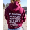 Bluza z przesłaniem oversize z kapturem Hej osobo za mną! 2 – Szerz uśmiech i dobro