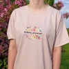 Koszulka oversize Dobrze, że jesteś! z kwiatowym motywem Unisex pozytywny T-shirt z przesłaniem