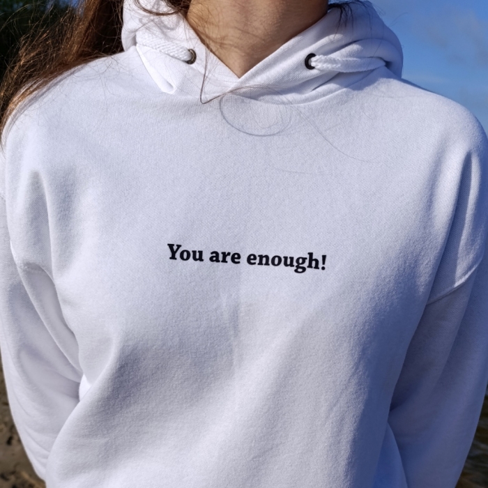 Bluza z przesłaniem oversize z kapturem You are enough! Unisex
