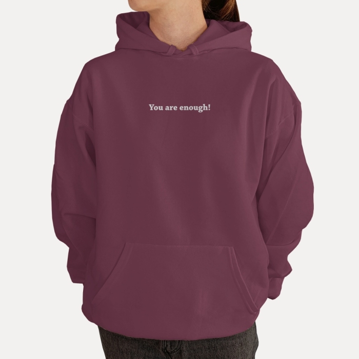 Bluza z przesłaniem oversize z kapturem You are enough! Unisex