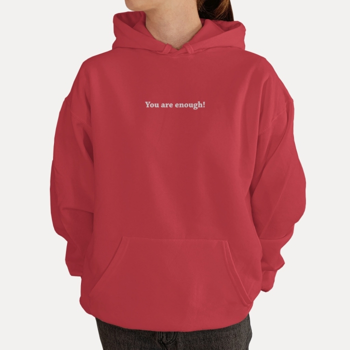 Bluza z przesłaniem oversize z kapturem You are enough! Unisex