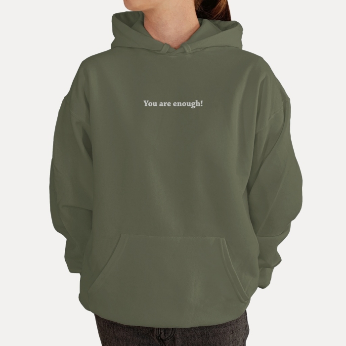 Bluza z przesłaniem oversize z kapturem You are enough! Unisex
