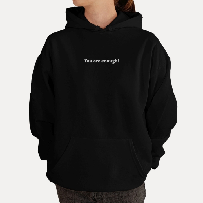 Bluza z przesłaniem oversize z kapturem You are enough! Unisex