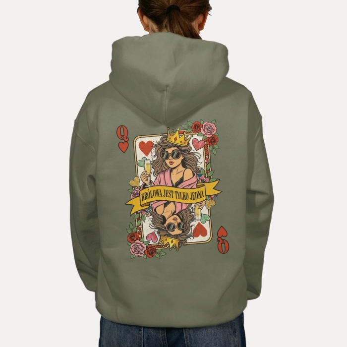 Bluza z oversize z kapturem Królowa jest tylko jedna