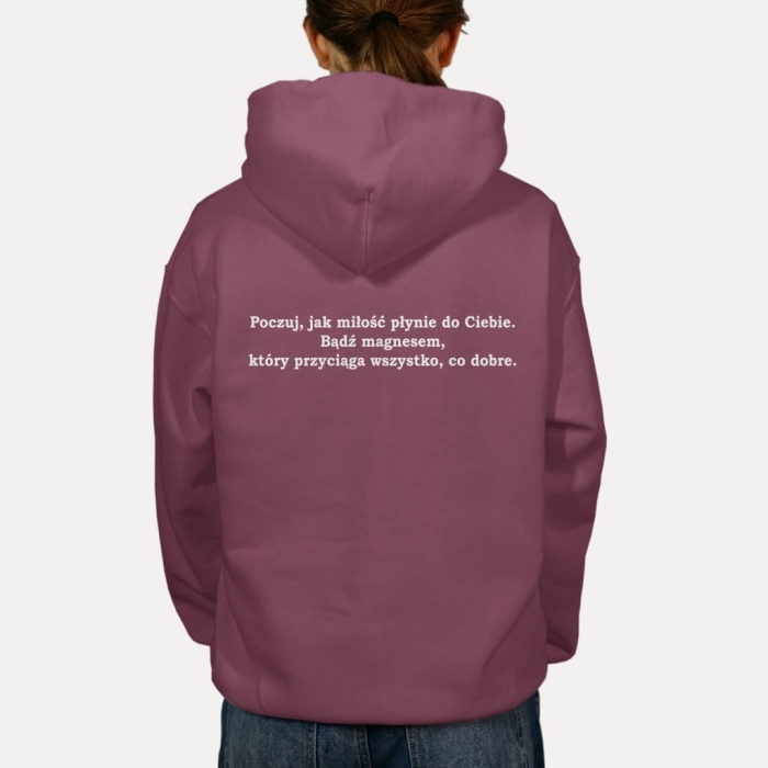 Bluza z przesłaniem oversize z kapturem Poczuj jak miłość płynie do Ciebie