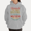 Bluza z przesłaniem oversize z kapturem Uśmiech to taka krzywa. która wszystko prostuje