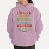 Bluza z przesłaniem oversize z kapturem Uśmiech to taka krzywa. która wszystko prostuje