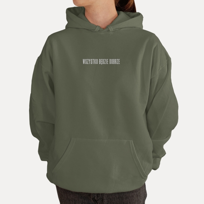 Bluza z przesłaniem oversize z kapturem Wszystko będzie dobrze