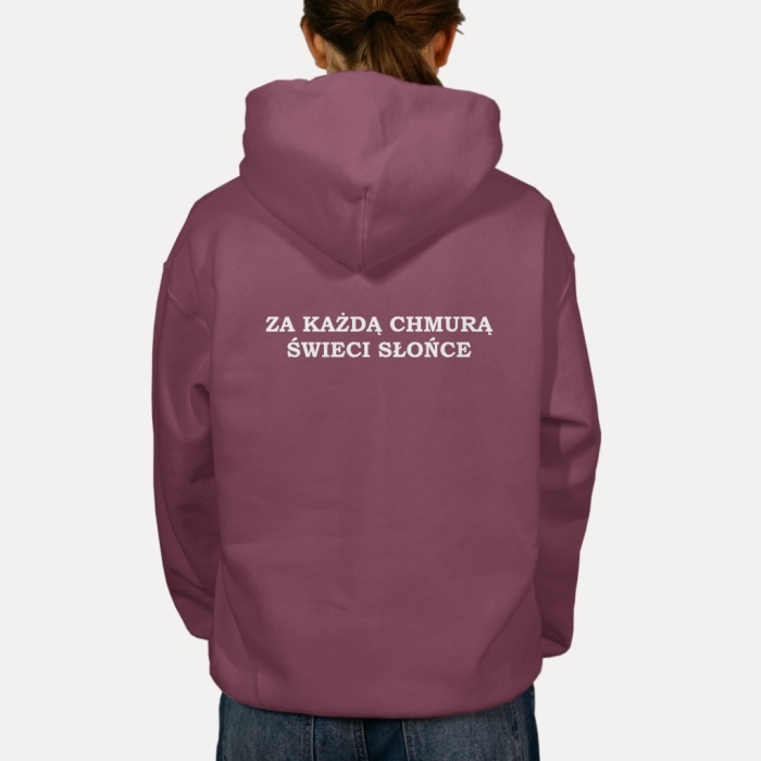 Bluza z przesłaniem oversize z kapturem Za każdą chmurą świeci słońce