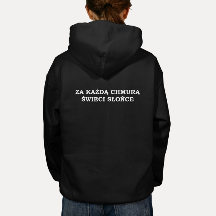 Bluza z przesłaniem oversize z kapturem Za każdą chmurą świeci słońce