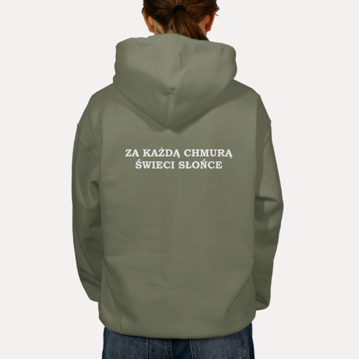 Bluza z przesłaniem oversize z kapturem Za każdą chmurą świeci słońce