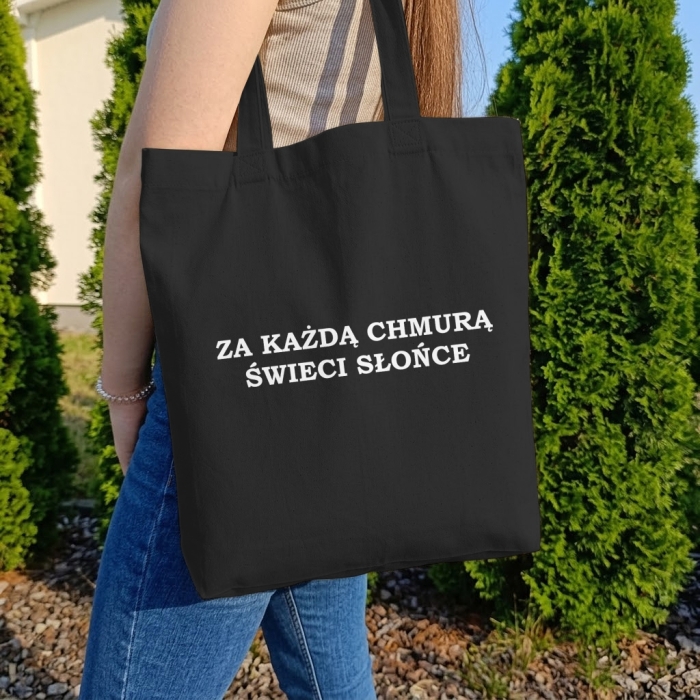 Torba Bawełniana z Rozszerzanym Dnem – Za Każdą Chmurą Świeci Słońce