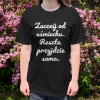 Koszulka z przesłaniem oversize Zacznij od uśmiechu. Reszta przyjdzie sama.