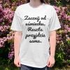 Koszulka z przesłaniem oversize Zacznij od uśmiechu. Reszta przyjdzie sama.